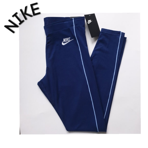 Nike Royal Blue Women's Pinstripe Workout Leggings Sz Small - Picture 3 of 9